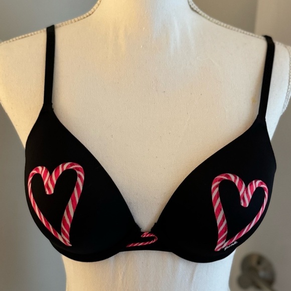 Pink Candy a cane Wear Everywhere Push-up Bra. Size 34B - Picture 1 of 11